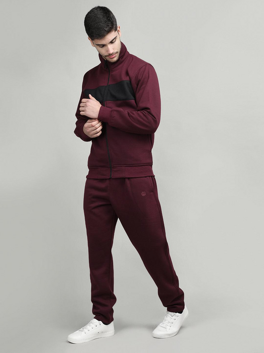 Men Wine Black Winter Tracksuit