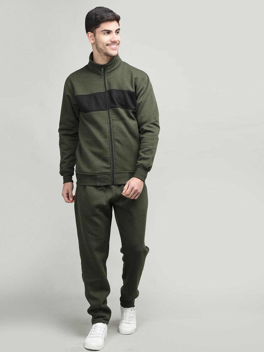 Black Centre Panel Zipper Tracksuit