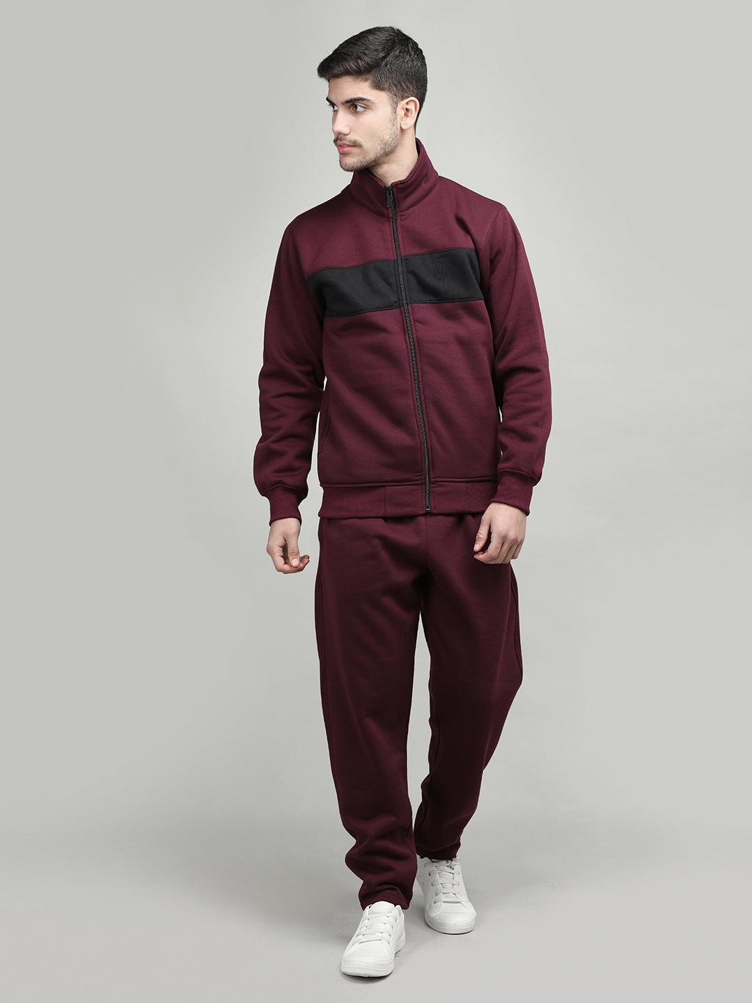 Men Wine Black Winter Tracksuit