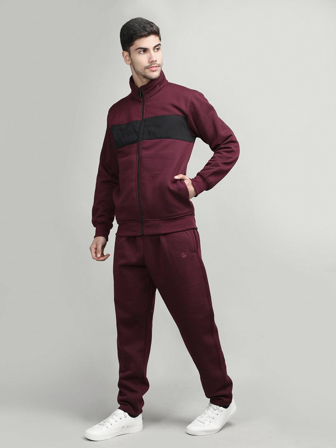 Men Wine Black Winter Tracksuit