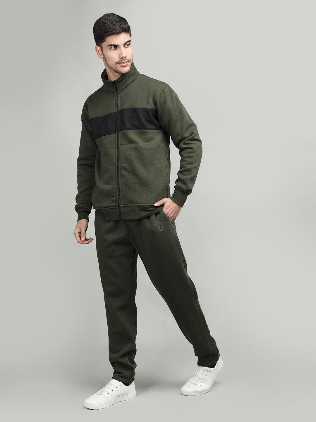 Black Centre Panel Zipper Tracksuit