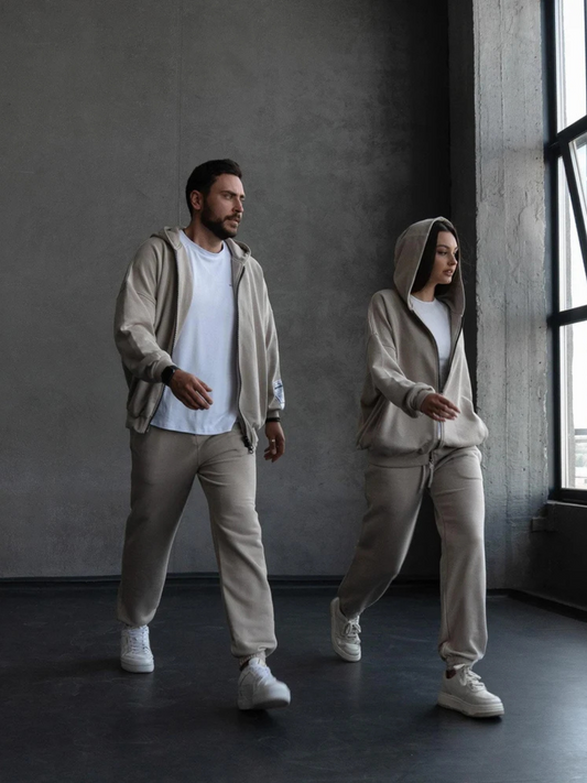 Couple Beige Winter Tracksuit